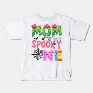 Mom Of The Spooky One Halloween First 1st Birthday Party Kids T-Shirt